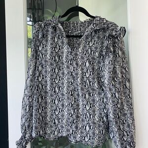 Primark snake print blouse with ruffle detailing on the sleeves and neckline